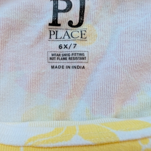 PJ Place By Children's Place Girls Floral Pajama Set Pink and Yellow Size 6-7 - Picture 7 of 7